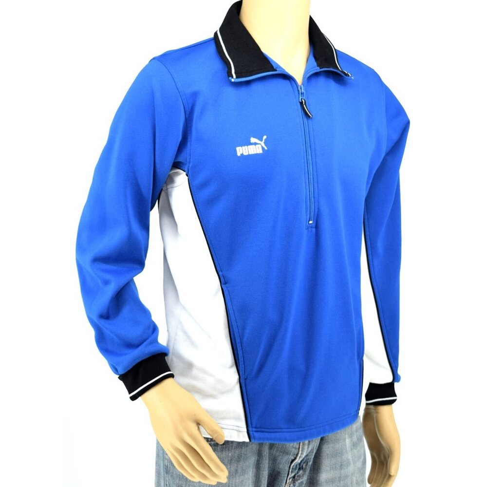 PUMA Blue/White/Black 1/4 Zip Long Sleeve‎ Pullover Golf Jacket Men's Size S